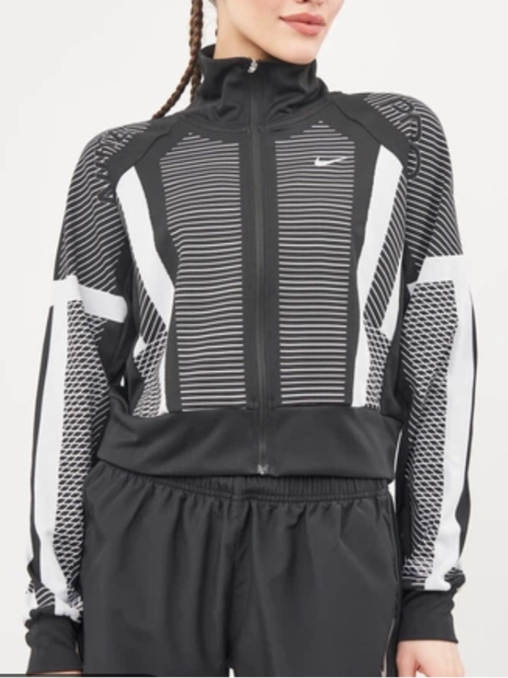 Nike Pro Full Knit Zip Jacket Black White